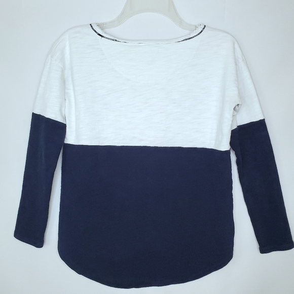 Madewell Bien Fait Pullover Sweater Blue and White - Picture 2 of 4